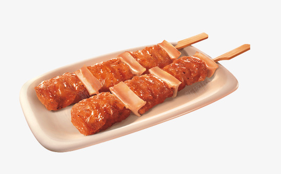 盘子中的肉串片png免抠素材_新图网 https://ixintu.com 健康食品 竹签 肉制品 脆骨 骨肉相连