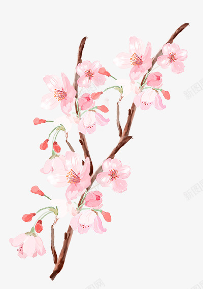 粉红色挑花唯美背景装饰png免抠素材_新图网 https://ixintu.com 桃花 粉红色 背景 装饰