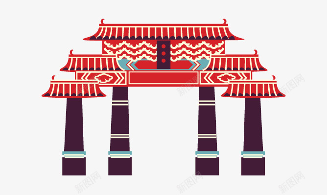 香港旅游矢量图ai免抠素材_新图网 https://ixintu.com 地标 大门 建筑 扁平 旅行素材 矢量图