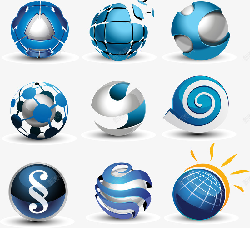 手绘蓝色球体图标png_新图网 https://ixintu.com LOGO 手绘 球体 立体 蓝色