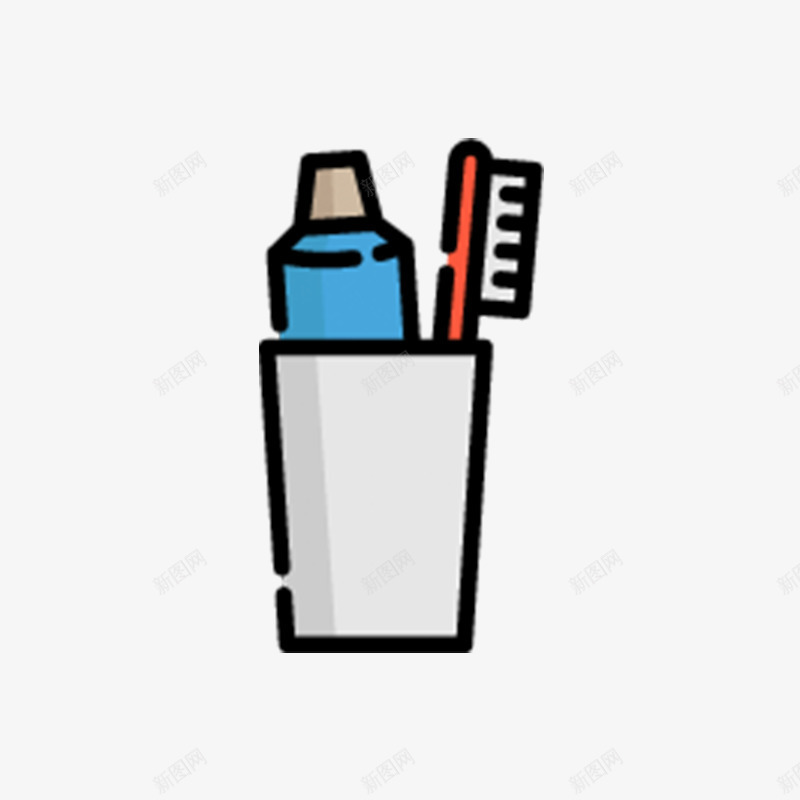 白色线稿洗漱用品psd免抠素材_新图网 https://ixintu.com 圆弧 平面 形状 洗漱用品 牙膏 白色 线稿 设计