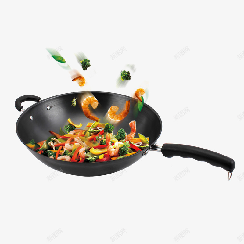 铁锅爆炒虾仁png免抠素材_新图网 https://ixintu.com 下厨 做菜 做饭 厨师 厨房 炒菜 虾仁 铁锅