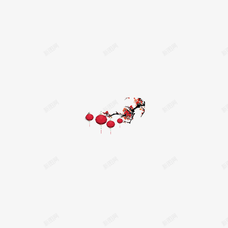 红色灯笼扁平风格png免抠素材_新图网 https://ixintu.com 中国风 中国风素材 梅 梅兰竹菊 梅花 梅花素 水彩梅花 红梅