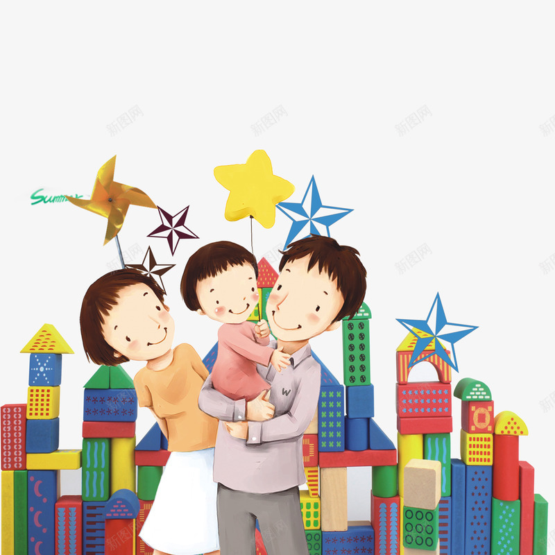 一家三口喝彩的人png免抠素材_新图网 https://ixintu.com 一家三口 卡通人物 喝彩的人 城市 女孩 楼房 男孩 美观 高兴