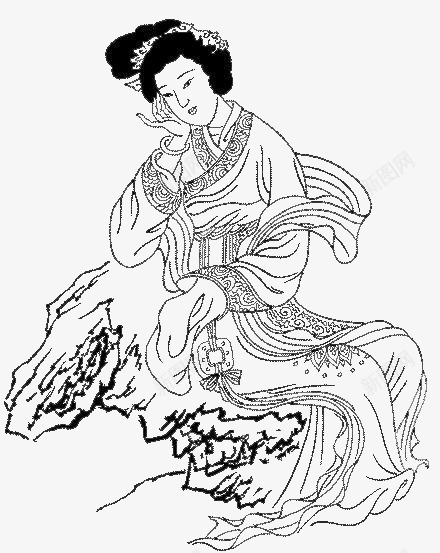 忧愁的古典女人png免抠素材_新图网 https://ixintu.com png图形 png装饰 中国风 女人 手绘 装饰