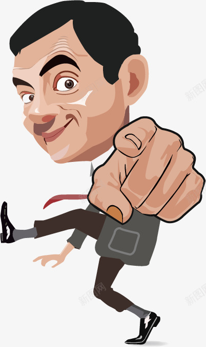 手绘憨豆先生png免抠素材_新图网 https://ixintu.com 先生 人物 大头 指手 憨豆 搞笑 西装