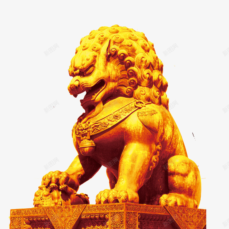 金色狮子png免抠素材_新图网 https://ixintu.com 七一建党节 威武 实物 庄严 狮子 红色华诞 辉煌的历程 金色狮子 雄伟