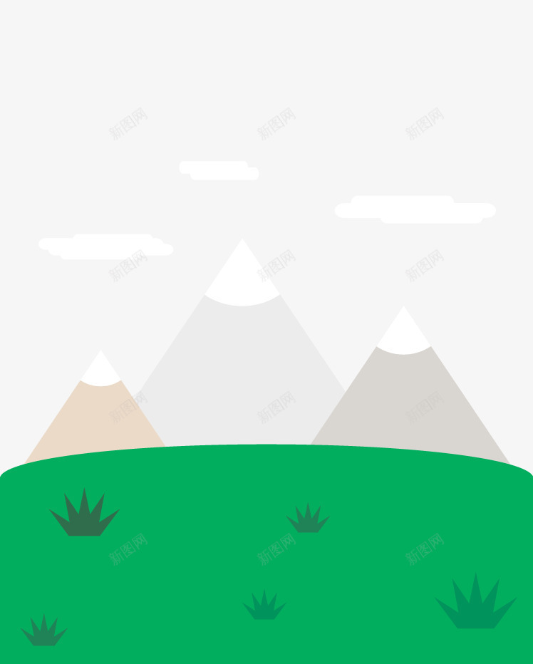 风景图矢量图ai免抠素材_新图网 https://ixintu.com 山丘 扁平化风景图 草原 矢量图