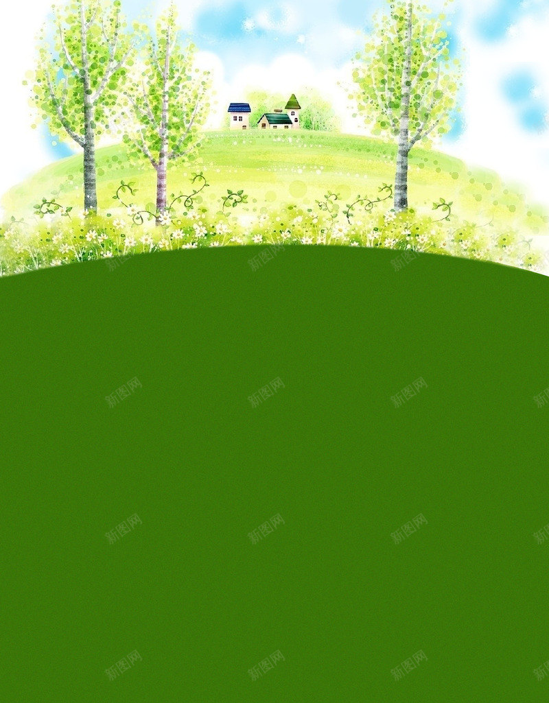清新文艺背景psd免抠素材_新图网 https://ixintu.com 城堡 清新文艺背景 清新背景 花木 草坪