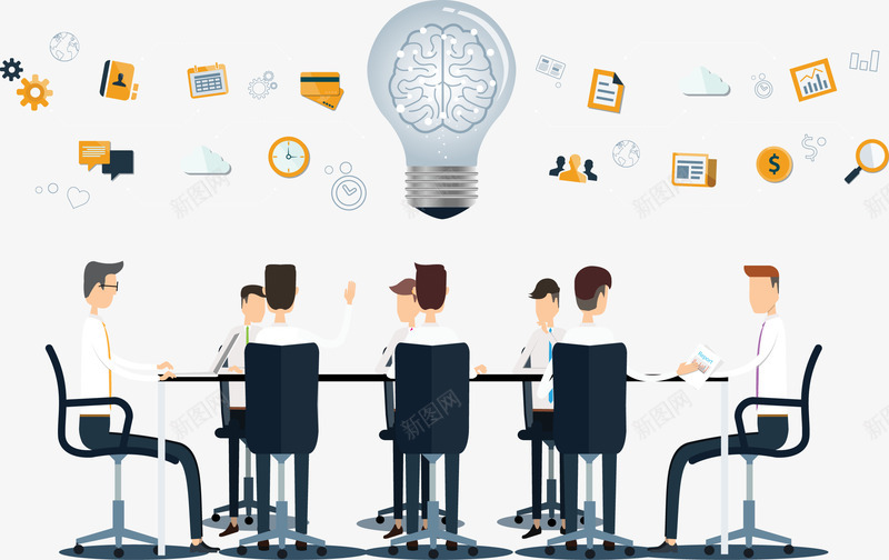 卡通商务人物png免抠素材_新图网 https://ixintu.com PPT 人物 会议 会议室场景 会议室插画 分析 卡通小人 商业 头脑风暴 插画 讨论 集思广益