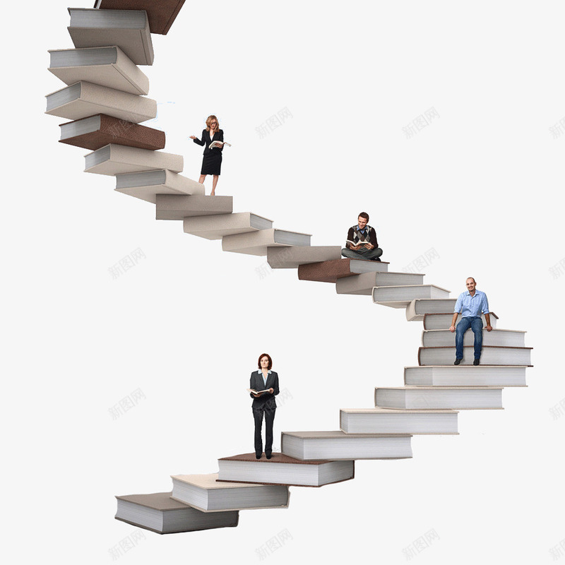 站在书本台阶上的人png免抠素材_新图网 https://ixintu.com 书本 书籍 台阶 梯级 楼梯 看书 知识 读书人 走楼梯