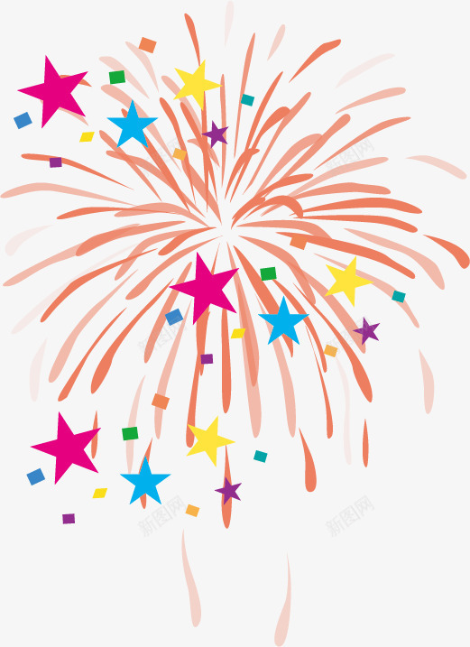 庆祝装饰图案png免抠素材_新图网 https://ixintu.com 彩炮 星星 烟花 生日礼花 礼花碎片 装饰
