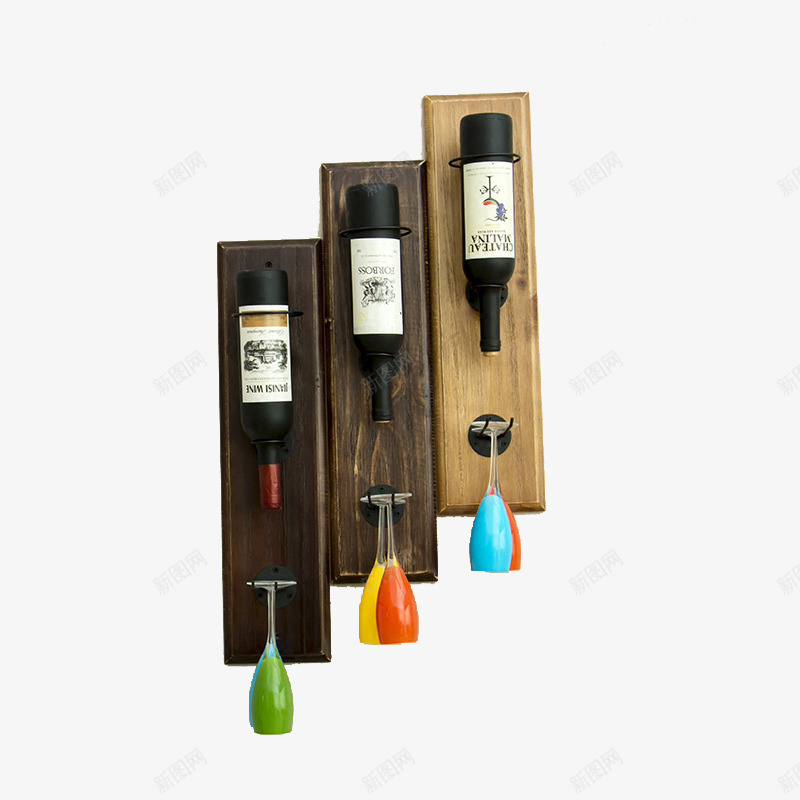 复古实木红酒架png免抠素材_新图网 https://ixintu.com 产品实物 壁挂式 复古实木红酒架 客厅酒杯架 悬挂杯子架 红酒展架 置物装饰架 酒吧酒柜