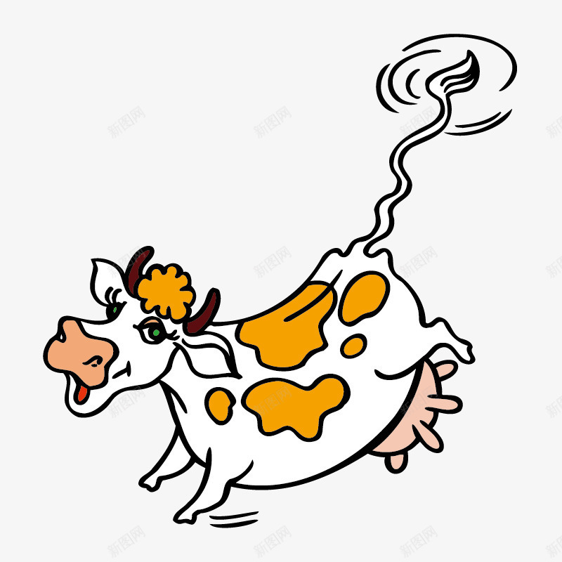 牛卡通形象png免抠素材_新图网 https://ixintu.com 动物卡通 牛奔跑的牛