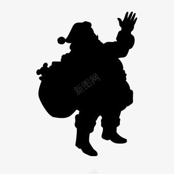 黑色圣诞老人阴影png免抠素材_新图网 https://ixintu.com 圣诞老人 帽子 送礼物 阴影 黑色