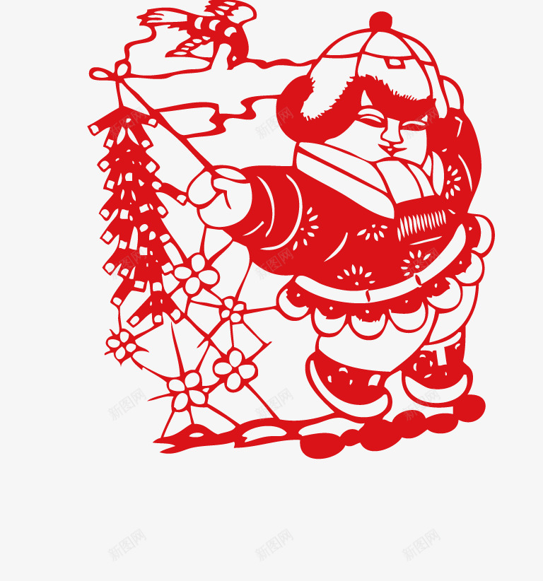新年放鞭炮剪纸png免抠素材_新图网 https://ixintu.com 剪纸 红色 过新年 鞭炮