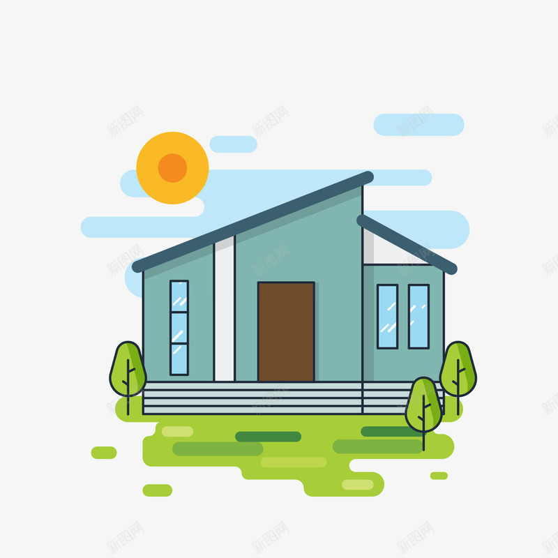 装饰卡通扁平化建筑房子png免抠素材_新图网 https://ixintu.com 卡通房子 建筑房子 房子 房子png 扁平化房子 矢量装饰房子