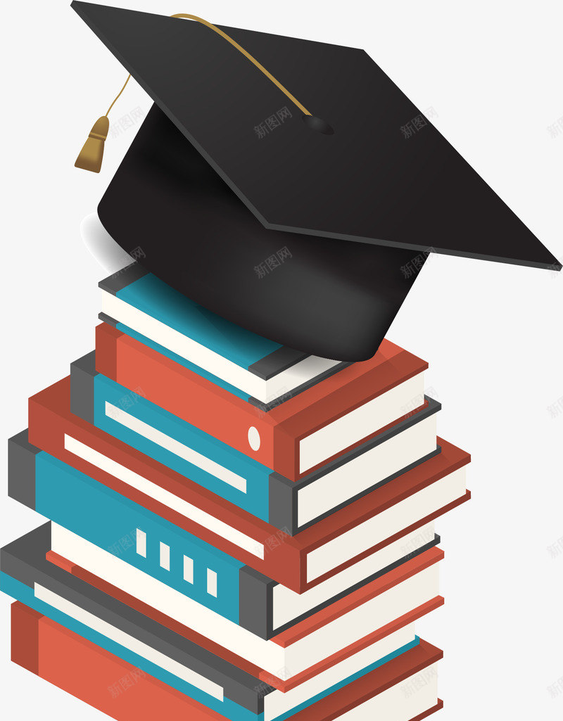 毕业季装饰插图书本书籍与学士帽png免抠素材_新图网 https://ixintu.com 书本 书籍 学位 学士学位 学士帽 学识插图 毕业季 装饰插图
