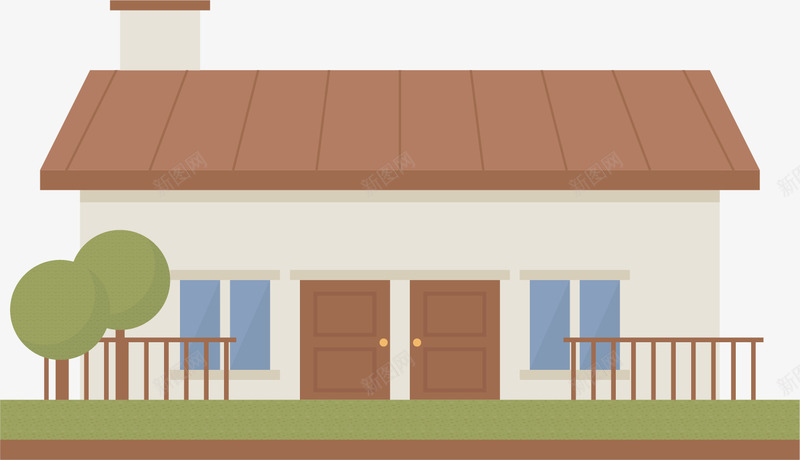 温暖的房屋矢量图ai免抠素材_新图网 https://ixintu.com 创意 建筑 房屋 温暖 烟囱 窗户 院子 矢量图