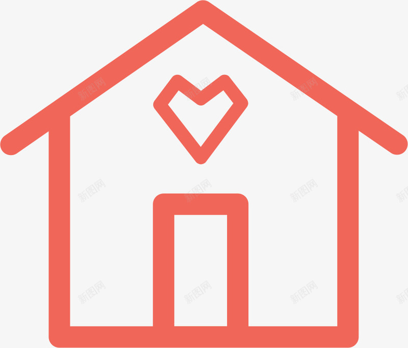红色卡通爱心房屋图标png_新图网 https://ixintu.com 卡通 图标 房屋 爱心 红色