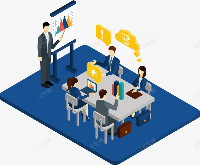 商务风立体开会效果矢量图ai免抠素材_新图网 https://ixintu.com 公司会议 商务 商务公司 商务风 开会 矢量png 矢量图