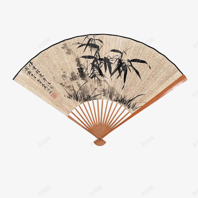 水墨竹韵工笔画折扇png免抠素材_新图网 https://ixintu.com 工笔画 扇子 手绘工笔画折扇 折扇 水墨 竹韵