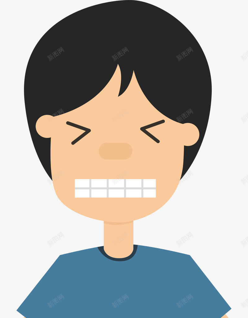 双手叉腰的男孩插画png免抠素材_新图网 https://ixintu.com 人物插画 双手叉腰 咬牙切齿 男孩插画 蓝色衣服 难受