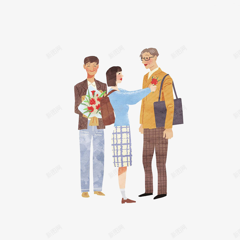 感谢师恩插画png免抠素材_新图网 https://ixintu.com 周年纪念 喜悦 教师 教师节 教育 花