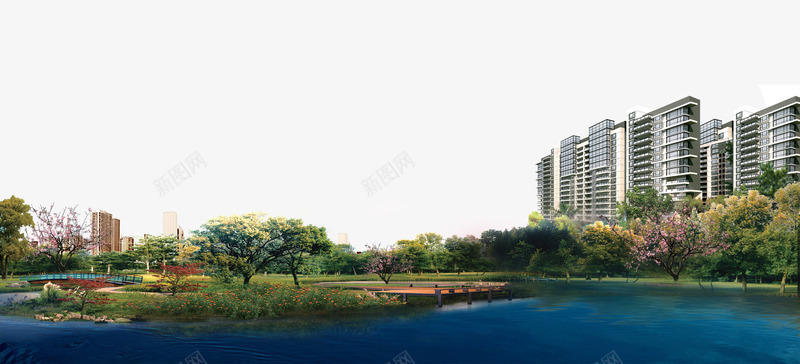 湖景房海报psd设计背景_新图网 https://ixintu.com 地产 广告 房子 海报 湖景 风景