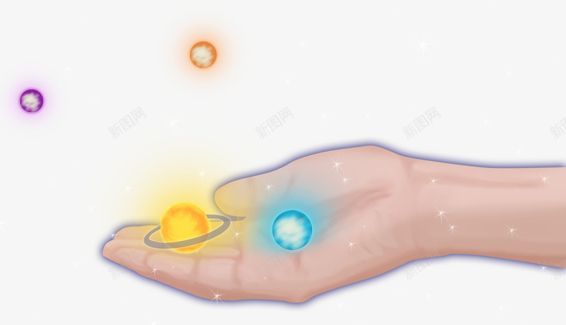 伸手触碰的星空png免抠素材_新图网 https://ixintu.com 卡通手绘 手掌 星球 星空 漫画 科技 科技装饰 触碰