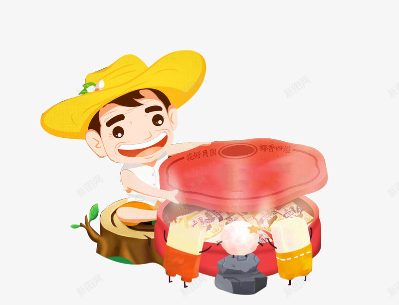 卡通开月饼盒的男孩png免抠素材_新图网 https://ixintu.com 中秋节 八月十五 卡通 卡通人物 思念 月圆中秋 月饼 月饼盒子