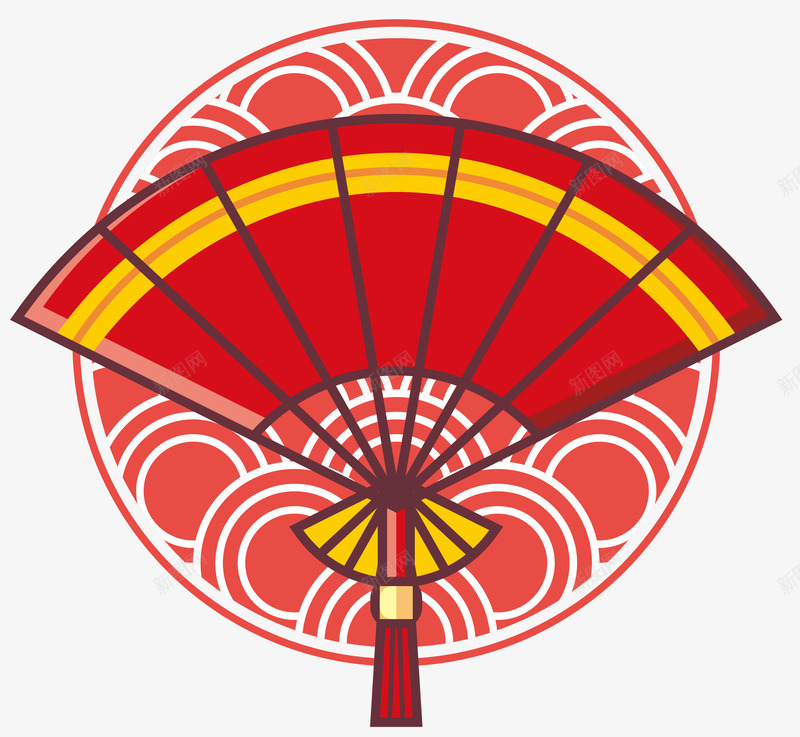 卡通风格中国节日传统扇子矢量图eps免抠素材_新图网 https://ixintu.com 免费下载 卡通扇子 卡通樱花红色扇子 扇子 扇子PNG 新年装饰PNG 矢量图 红色扇子