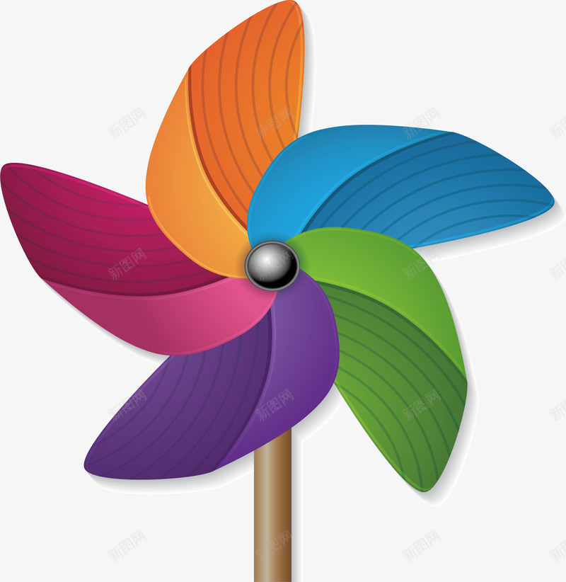 五彩卡通儿童大风车png免抠素材_新图网 https://ixintu.com 儿童玩具 大风车 彩色风车 矢量png 童年 风车