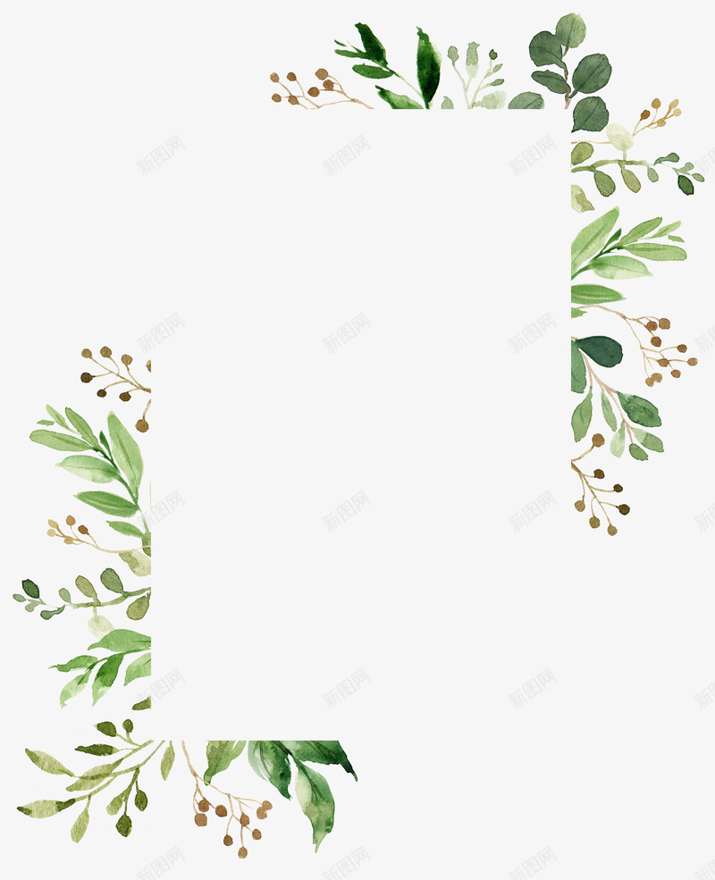 com 唯美边框 图形框 图形框框 树叶 植物边框 水墨 水墨方框边 水墨