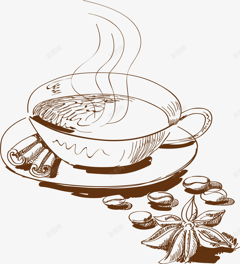 茶杯子素描矢量图ai免抠素材_新图网 https://ixintu.com 咖啡 平面设计 杯子 素描 茶 矢量图