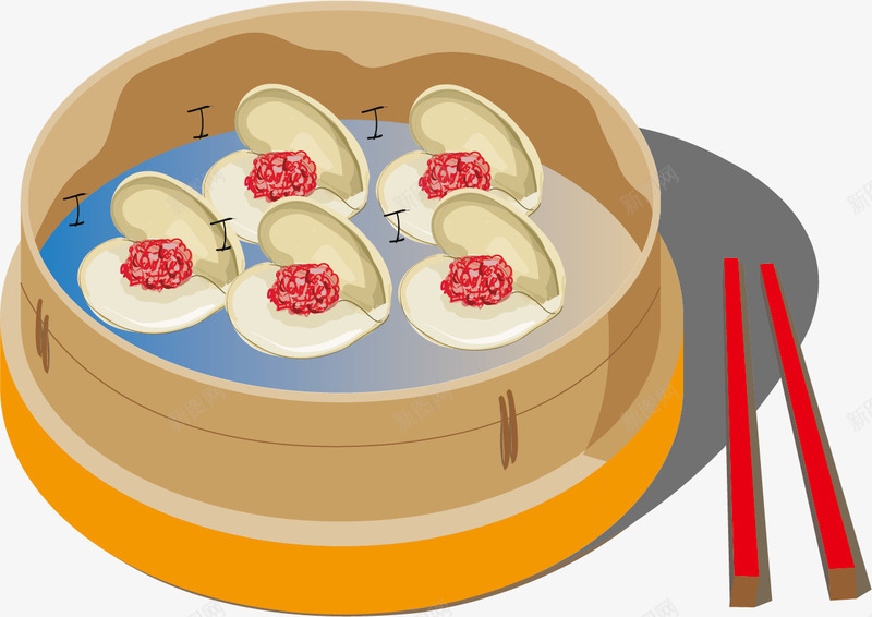 卡通美味小吃元素矢量图ai免抠素材_新图网 https://ixintu.com A I免抠图矢量 卡通小吃 卡通牛肉馅小吃 卡通筷子设计 平面设计 牛肉馅 蒸笼矢量图 矢量图