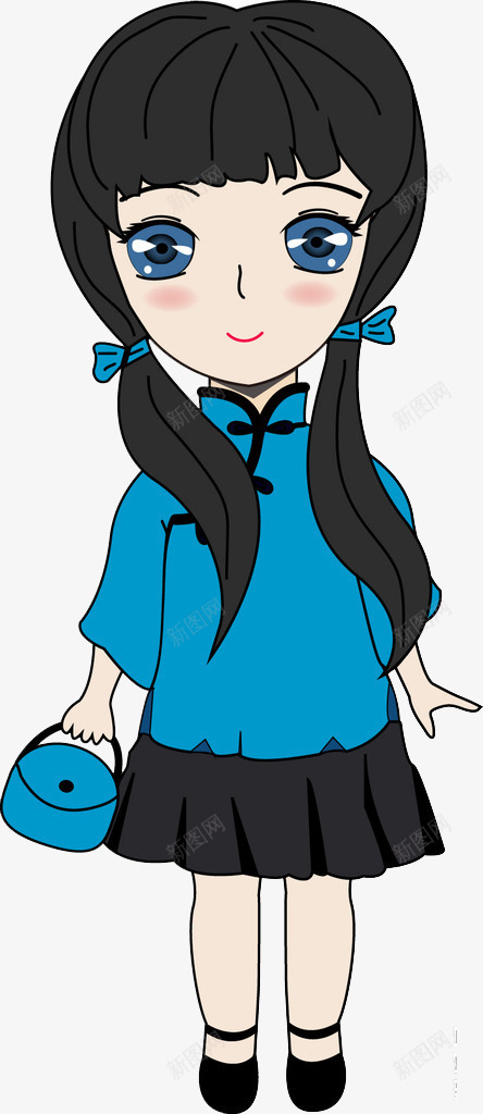 可爱小女孩png免抠素材_新图网 https://ixintu.com Q漫 卡通人物 大头娃娃 民国少女 萌系 设计