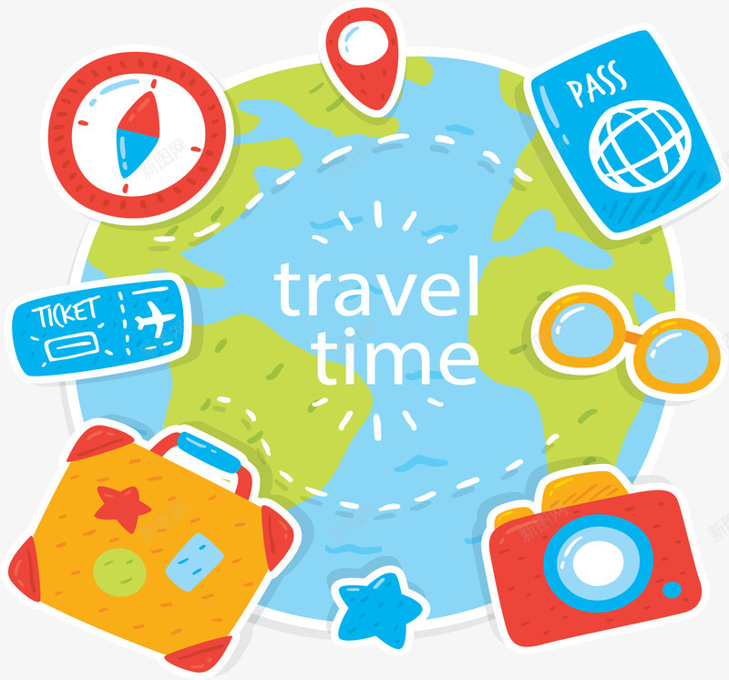 毕业季旅游季png免抠素材_新图网 https://ixintu.com 手绘环球旅行 毕业旅行 环球旅行 矢量素材