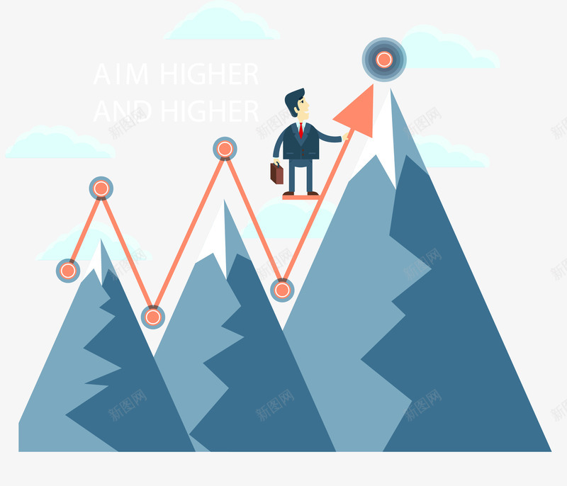 手绘登山的人png免抠素材_新图网 https://ixintu.com 卡通 取得成绩 扁平 手绘 折线图 登山