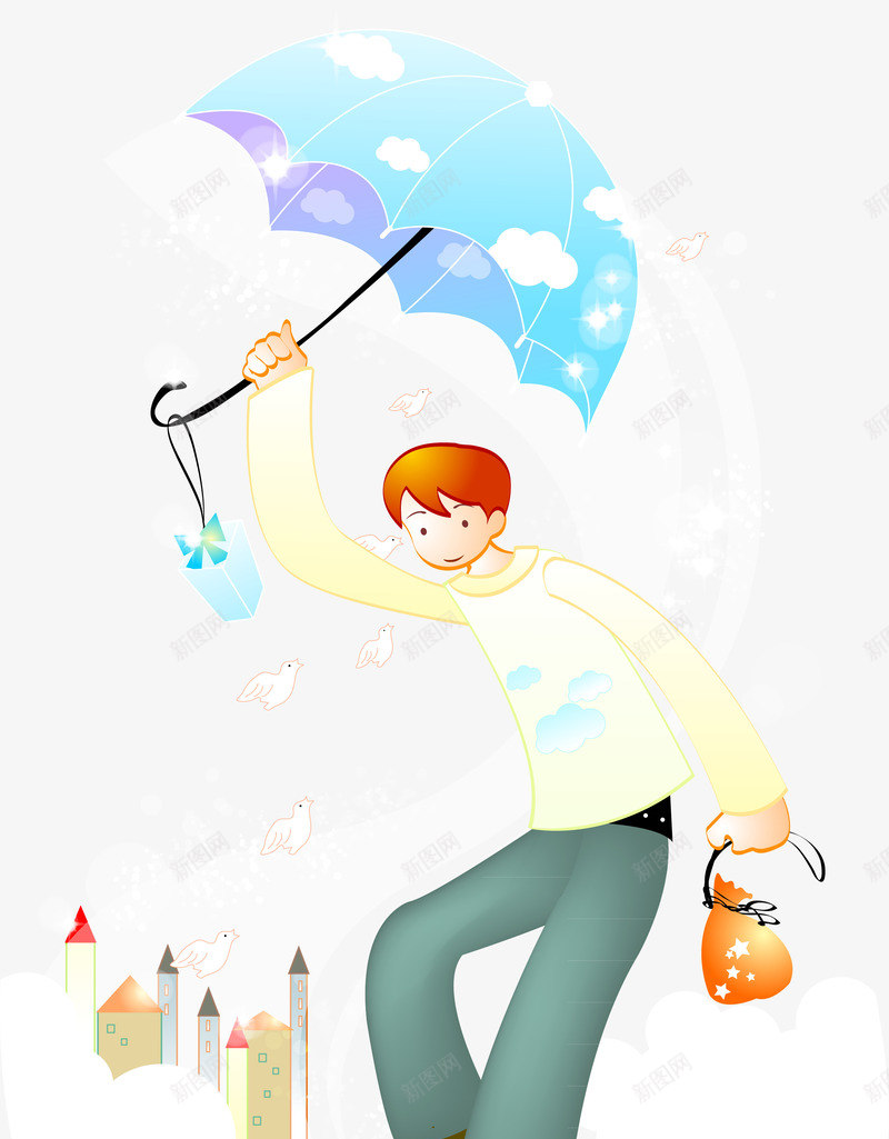 雨中奔跑的男孩矢量图ai免抠素材_新图网 https://ixintu.com 下雨 卡通 奔跑 男孩 矢量图