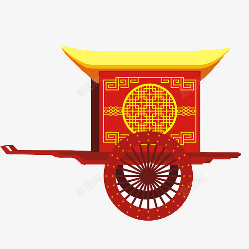 车马png免抠素材_新图网 https://ixintu.com 古代 古代车轮 古代车马 喜庆 喜庆的古代车马 婚嫁车 车轮 轿子