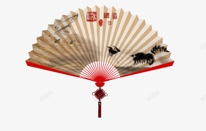 中国风流苏折扇png免抠素材_新图网 https://ixintu.com 中国风 古代 扇子 折扇