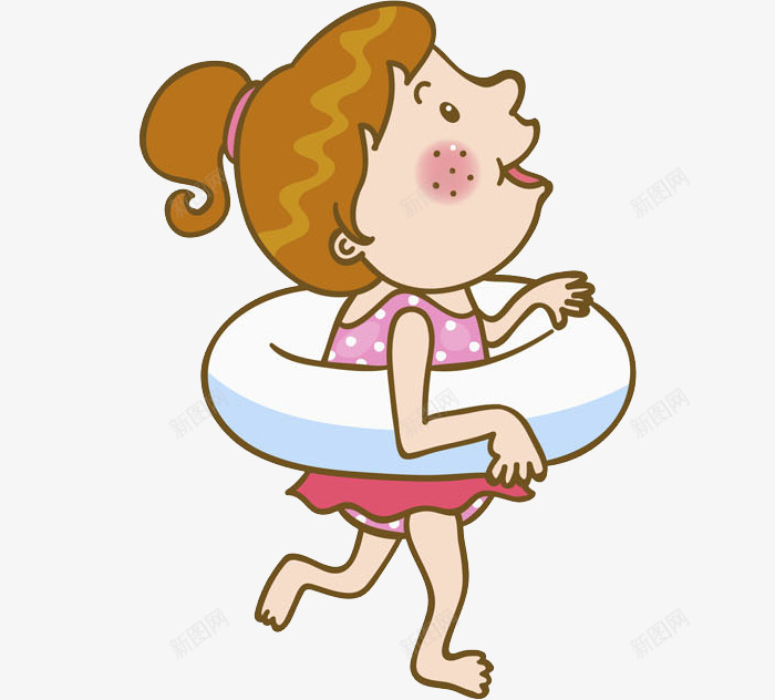 奔跑的女孩png免抠素材_新图网 https://ixintu.com 儿童 可爱 女孩 孩子 微笑 水彩 泳圈 游泳 脚丫
