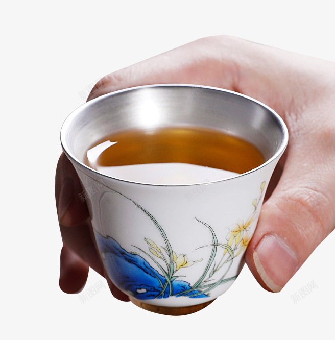 清凉茶水茶杯png免抠素材_新图网 https://ixintu.com 兰花茶杯 敬茶茶杯 日常茶具 泡茶茶汤 茶汤茶具 银杯