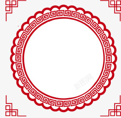 红色中国风门楣花纹素材