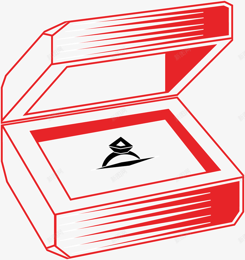 红色线条戒指盒子png免抠素材_新图网 https://ixintu.com 婚庆 婚礼 戒指盒 浪漫 爱情 结婚 结婚戒指盒 钻戒 首饰盒