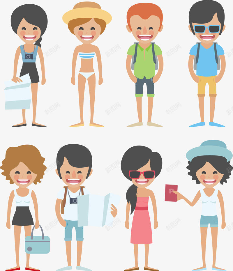 手绘卡通穿泳衣的人png免抠素材_新图网 https://ixintu.com 卡通 度假 手绘 沙滩