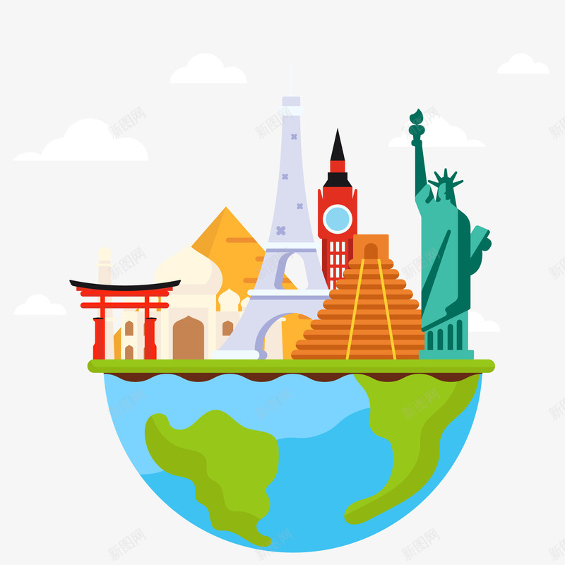世界旅行建筑元素矢量图ai免抠素材_新图网 https://ixintu.com 世界旅游日 地标建筑 旅游 旅行 环球旅行 矢量图