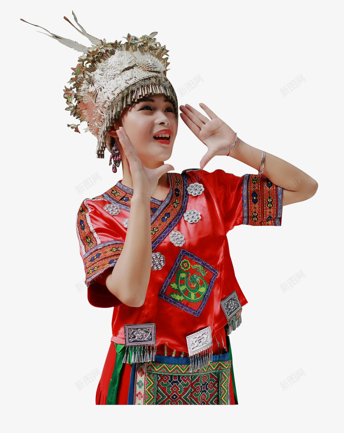 苗族姑娘在唱山歌png免抠素材_新图网 https://ixintu.com 姑娘 山歌 苗族 贵州苗族