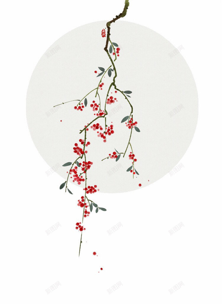 红色梅花复古元素合成png免抠素材_新图网 https://ixintu.com 元素 合成 复古 梅花 红色